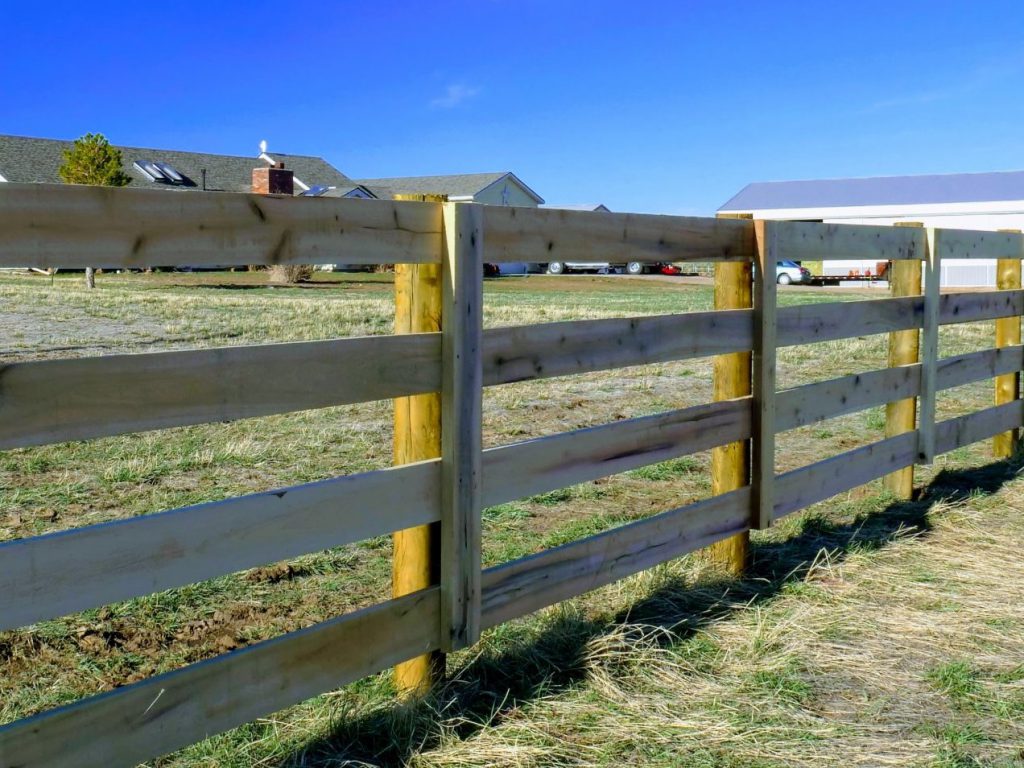 Four Board Post Rail Fence in Wyoming