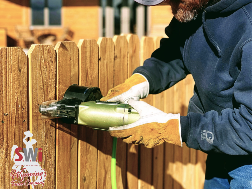 Photo of a cedar wood fence installation in Wyoming