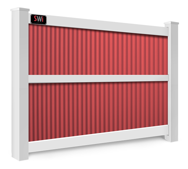 Corrugated metal fence front view