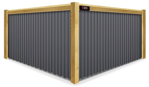 Black Cedar Frame Galvanized R-Panel Steel fence contractor in Wyoming