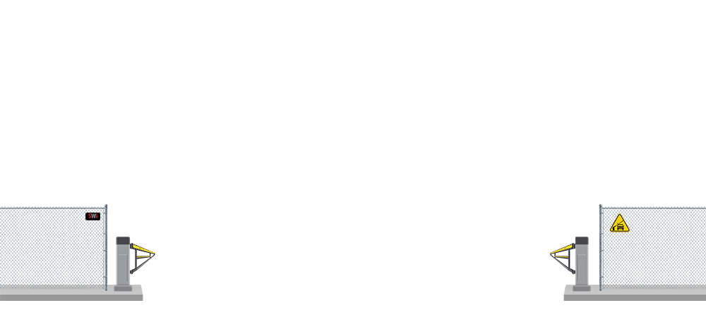 Automated Barrier swing gate in open position