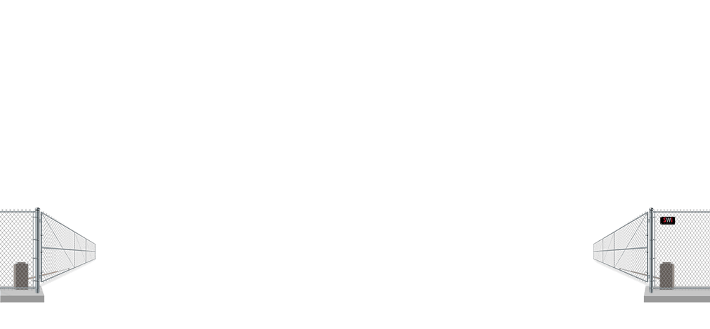 Automated chain link swing gate in open position
