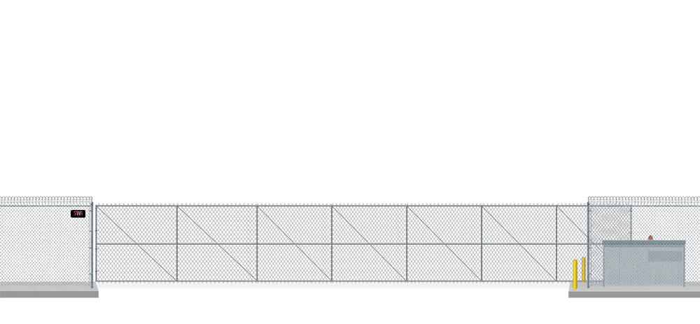 Automated chain link Vertical Pivot gate in closed position
