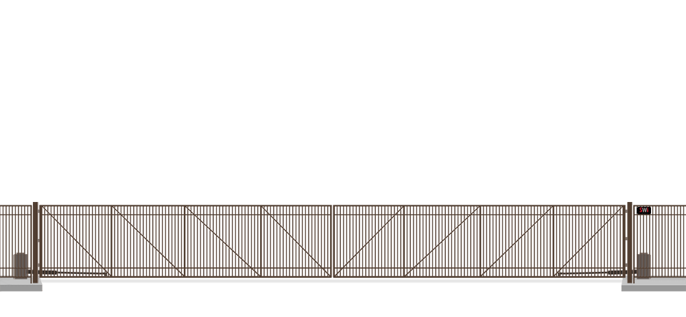 Automated Metal swing gate in closed position