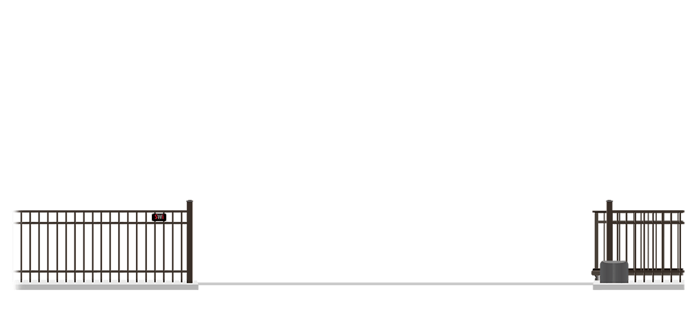 Automated Metal V-Track gate in open position