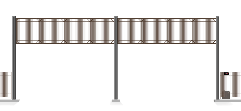 Automated Metal Vertical Lift gate in open position