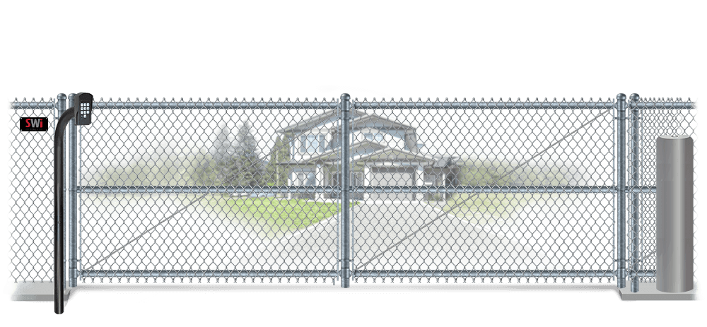 Chain Link sliding estate gate in closed position