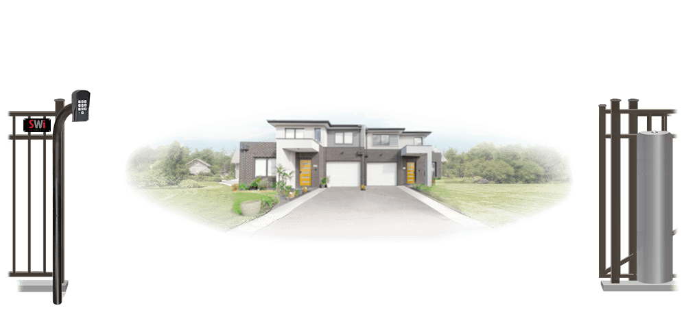 Metal sliding estate gate in open position