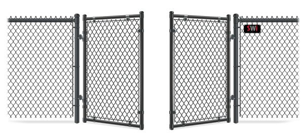 Double Swing Chain Link gate in open position