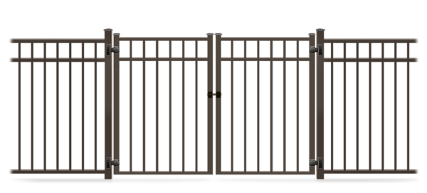 Double swing metal gate in closed position