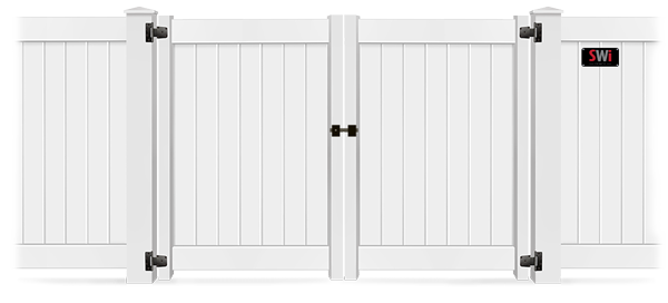 Double Swing Vinyl gate in closed position