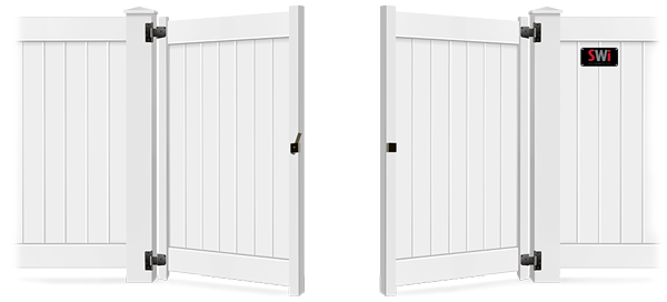 Double Swing Vinyl gate in open position
