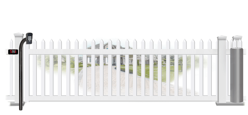 Vinyl sliding estate gate in closed position