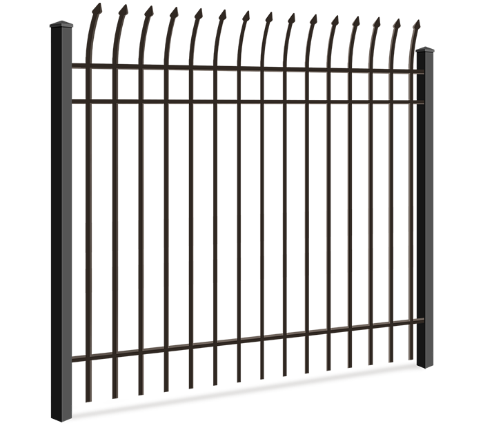 Industrial 6' aluminum fence with press point tips