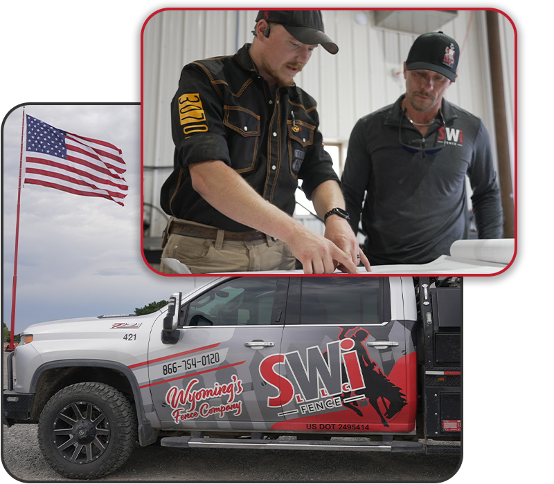 Fence contractor installing a fence in Wyoming